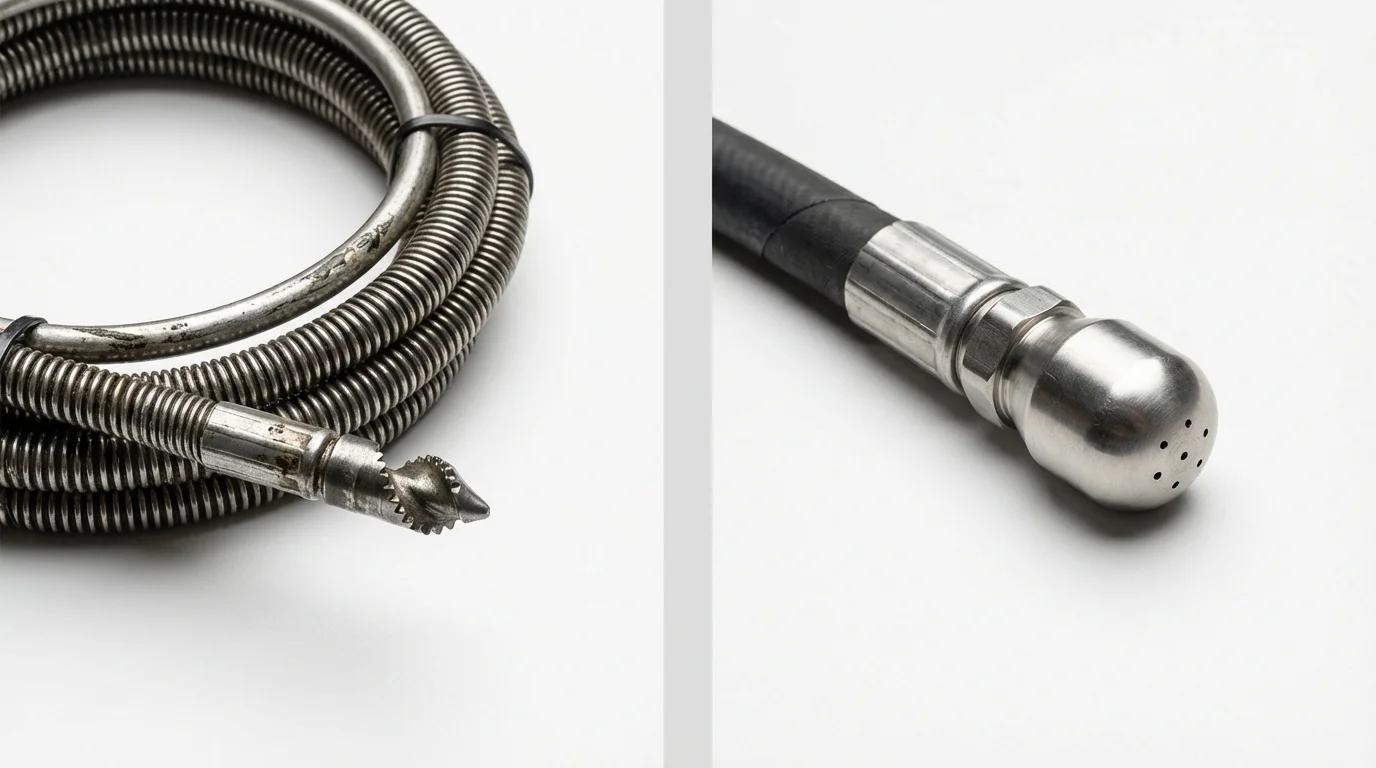 Drain snake cable and hydro jetting nozzle used for drain cleaning in Elysburg, PA