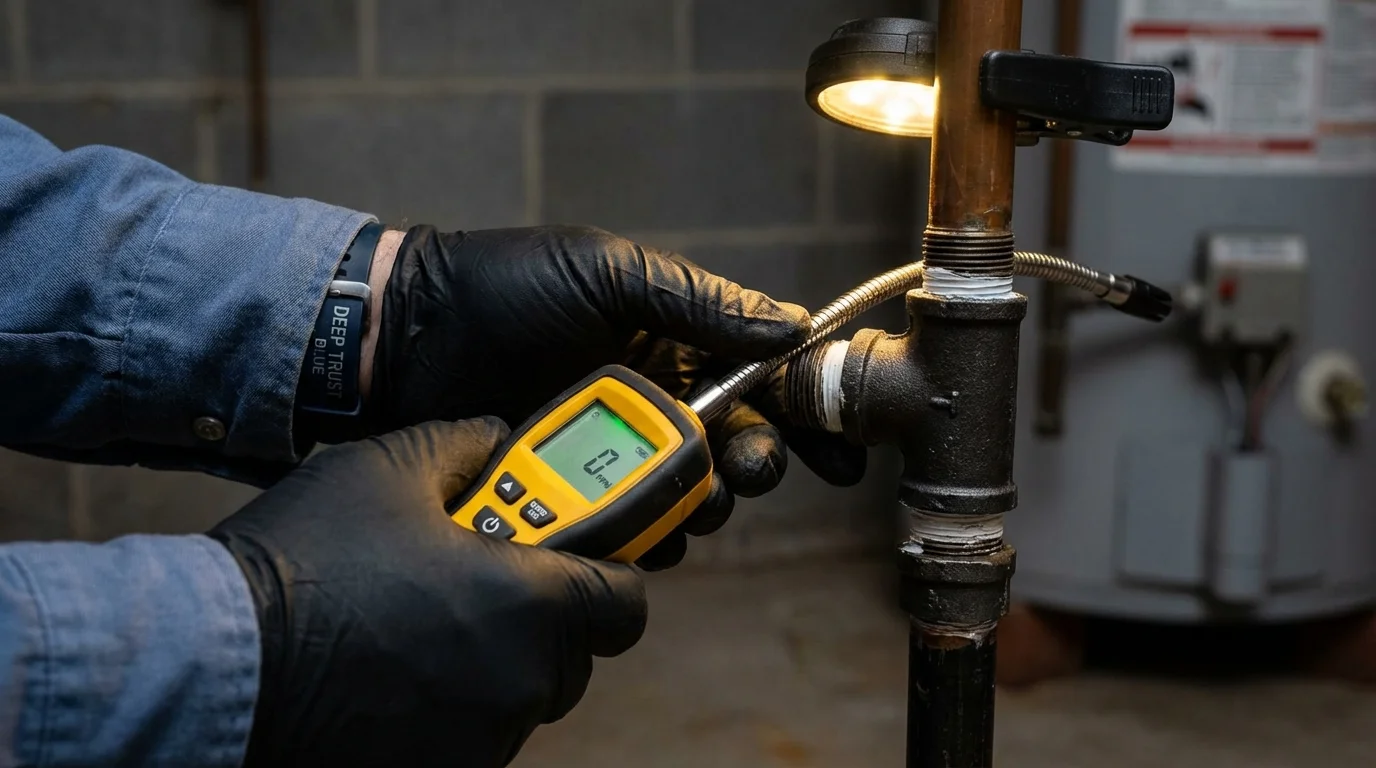 Gas leak detection with electronic sniffer by Johns Plumbing LLC in Elysburg