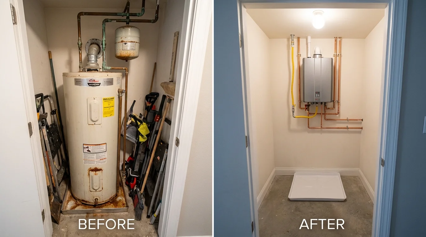 Tank water heater versus wall-mounted tankless unit comparison for Elysburg, PA homeowners